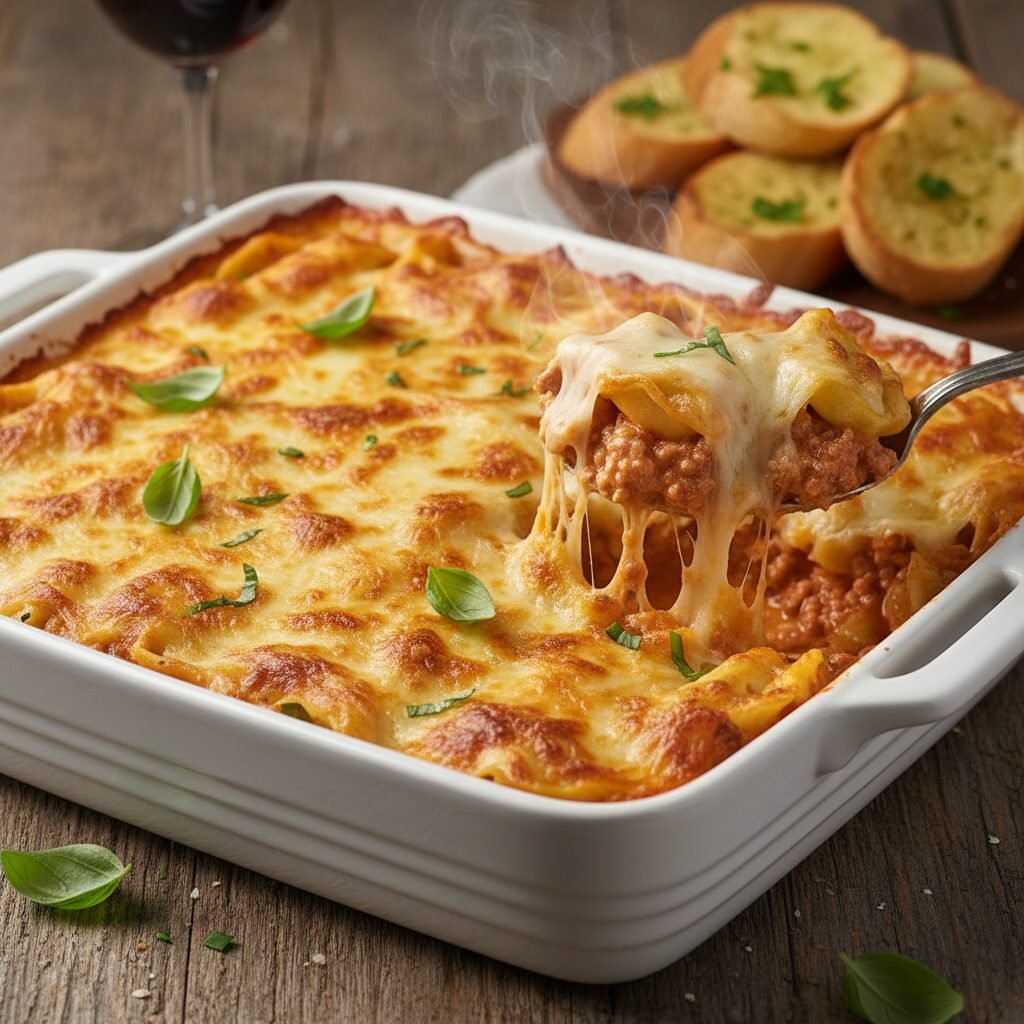 Cheesy Meat Sauce Tortellini Pasta Dinner Casserole