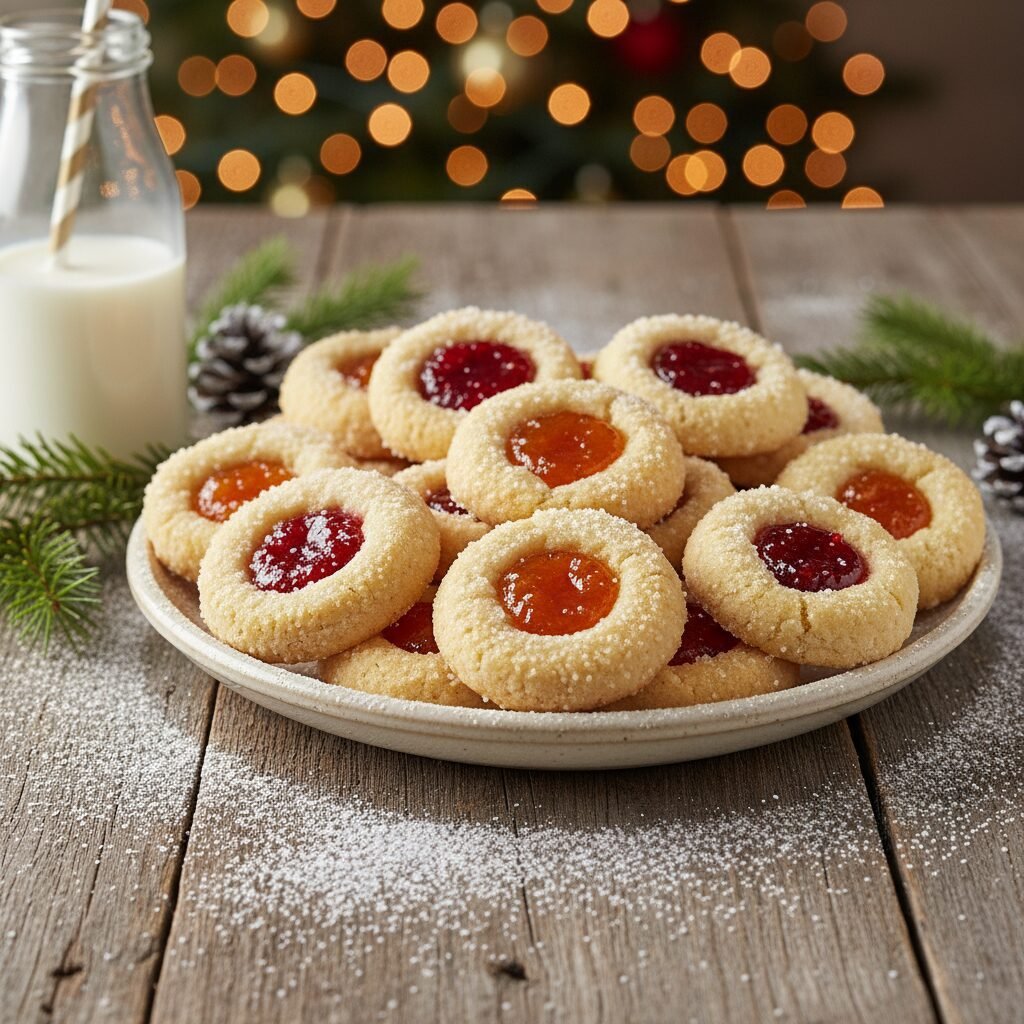 Classic Buttery Christmas Thumbprint Cookies