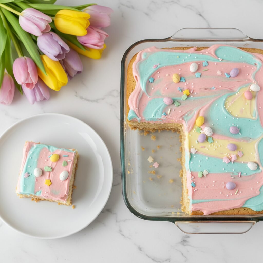 Soft & Chewy Easter Sugar Cookie Bars with Fluffy Buttercream