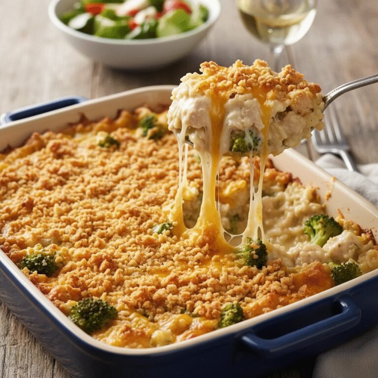 Easy Cheesy Canned Chicken Broccoli Rice Dinner Casserole