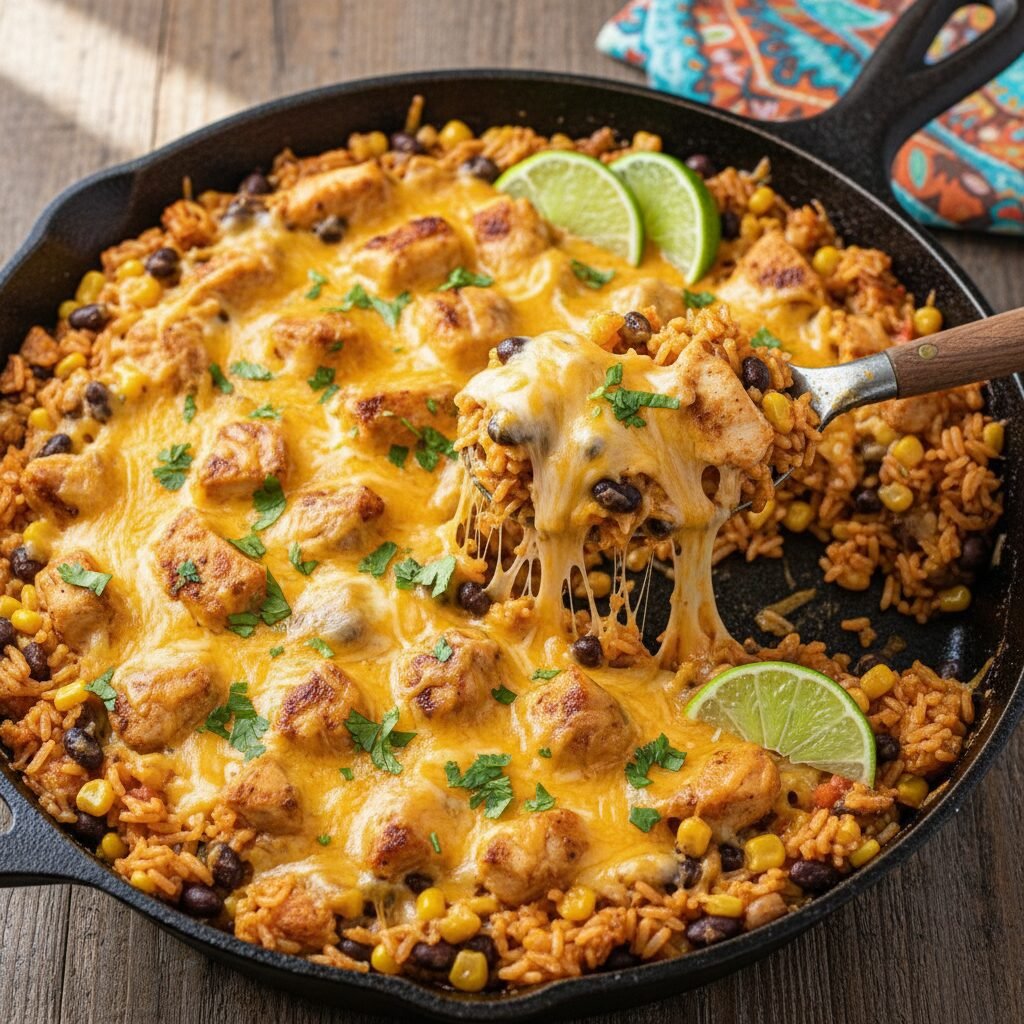Easy Cheesy Mexican Rice Chicken Dinner Casserole