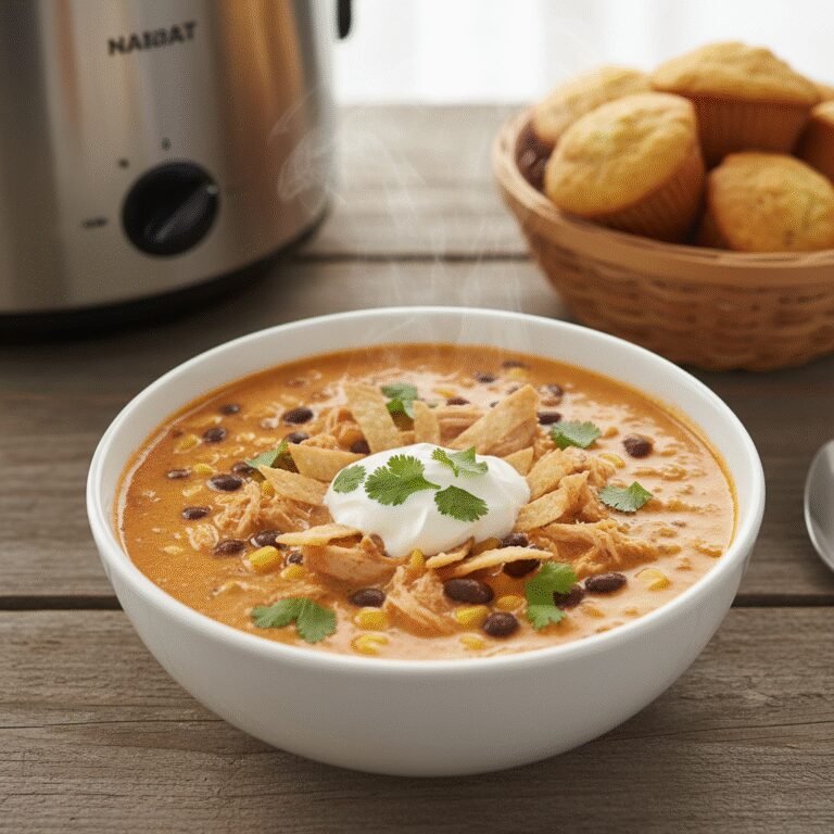 Easy Creamy Chicken Taco Soup Slow Cooker Dinner