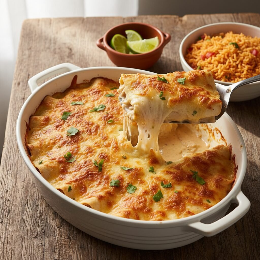 The Ultimate Easy Creamy White Chicken Enchiladas
