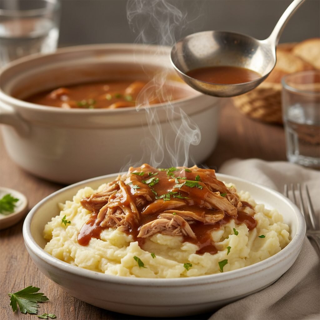 Easy Crockpot Chicken and Savory Gravy Dinner