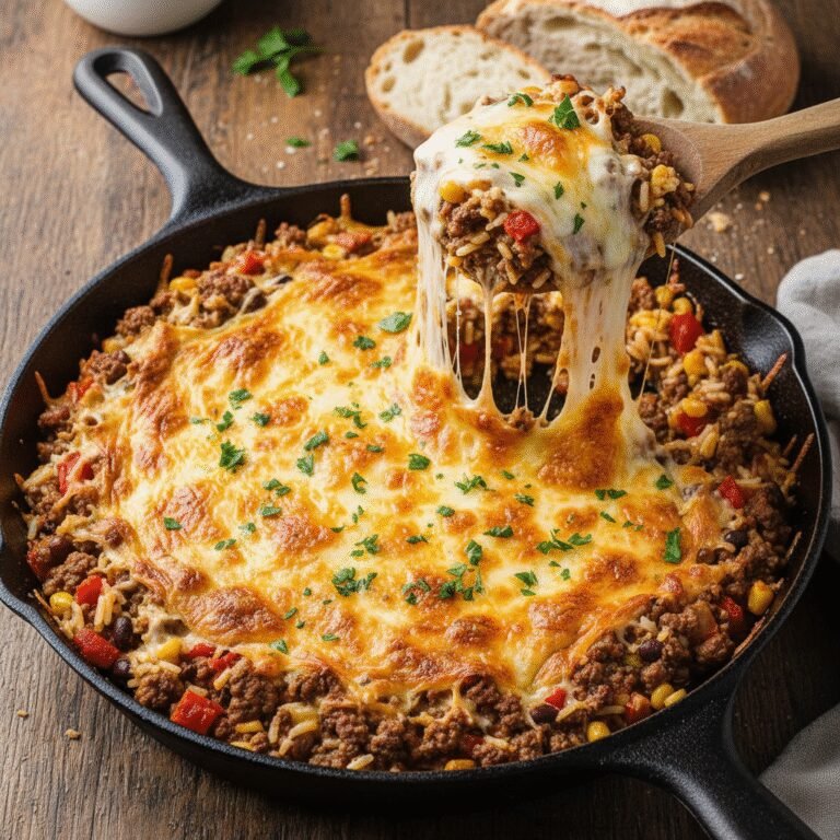 One-Pot Cheesy Ground Beef and Rice Skillet: The Ultimate Kid-Friendly Dinner
