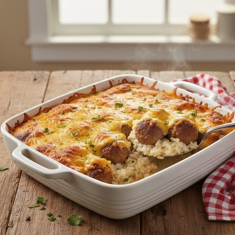 Easy Meatball Rice Casserole – The Ultimate Dump-and-Bake Dinner