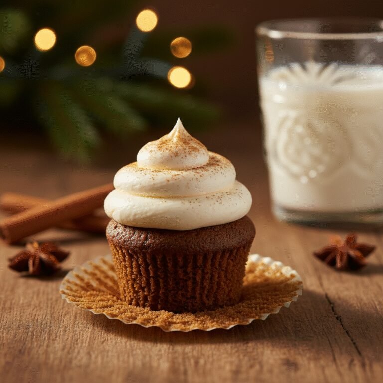 Soft & Spiced Gingerbread Cupcakes with Tangy Cream Cheese Frosting