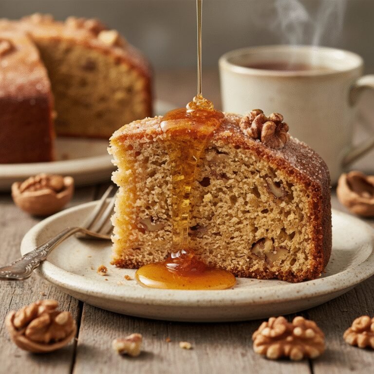 Moist and Golden Honey Walnut Cake Recipe