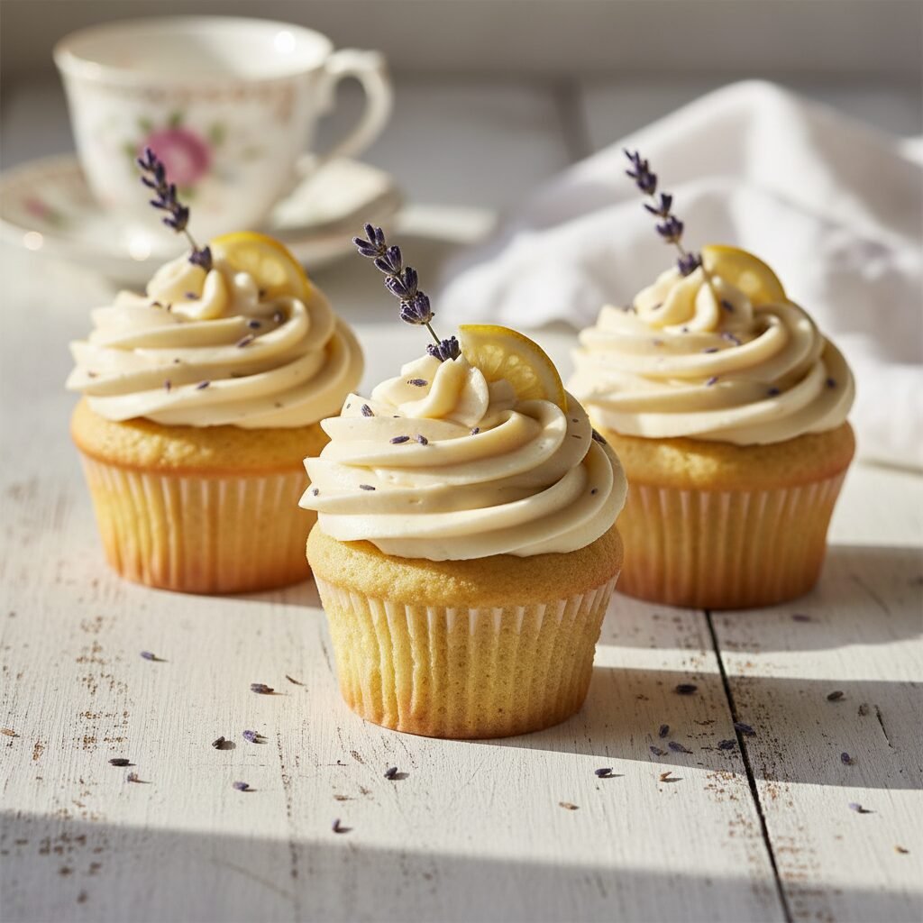 Soft & Floral Lemon Lavender Cupcakes with Honey Buttercream