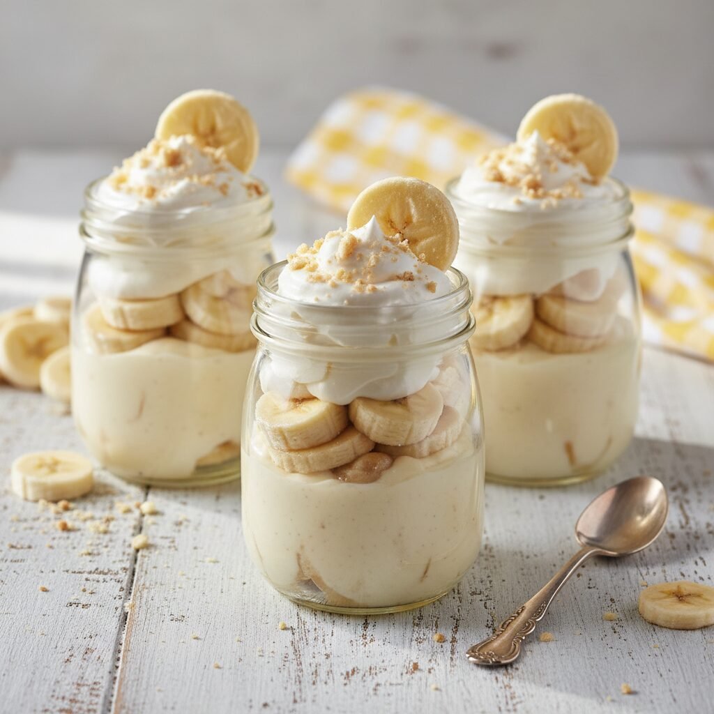 Easy No-Bake Mason Jar Banana Pudding Cups