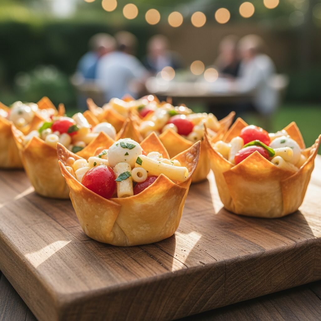 Individual Italian Pasta Salad Wonton Cups: The Perfect Party Appetizer
