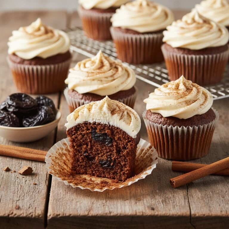 Old-Fashioned Spiced Prune Cupcakes with Vanilla Cream Cheese Frosting