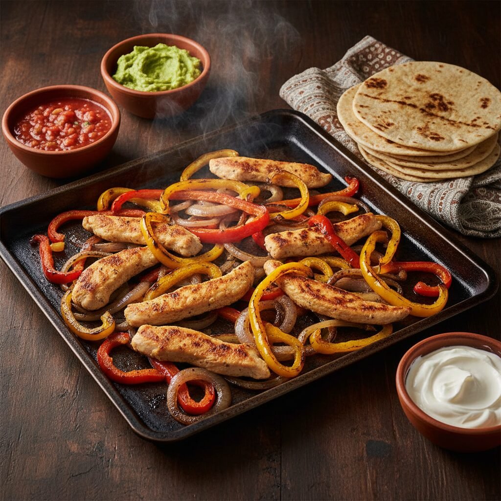 Sheet Pan Oven Baked Chicken Fajitas Dinner Recipe