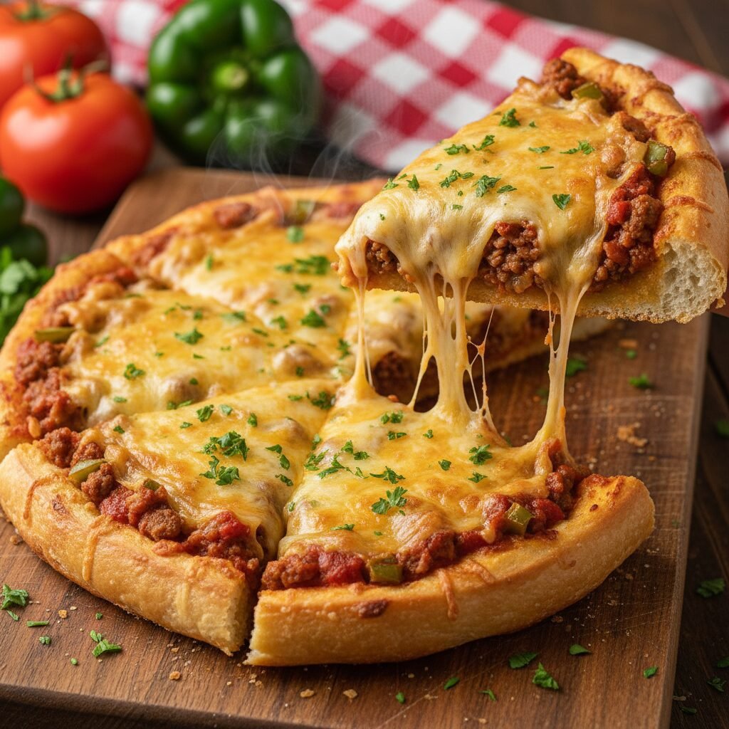 The Ultimate Cheesy Sloppy Joe French Bread Pizza