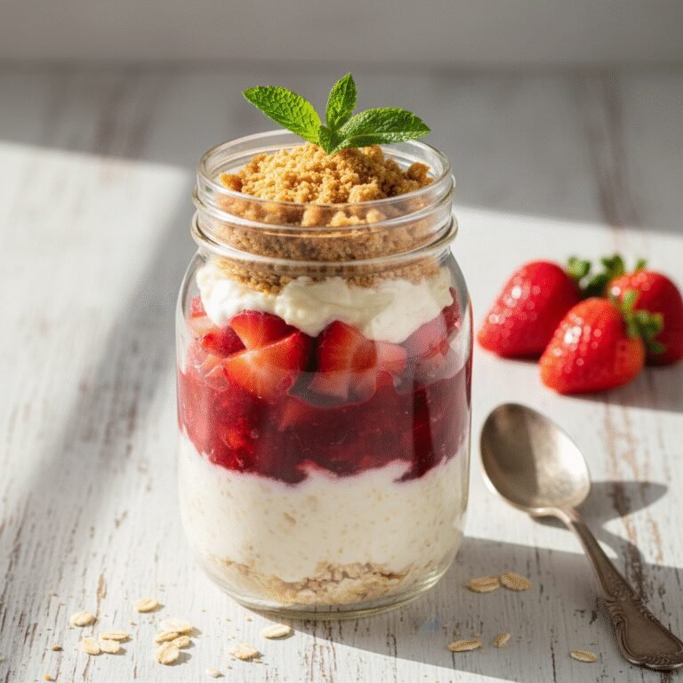 Creamy Strawberry Cheesecake Overnight Oats (Dessert for Breakfast!)