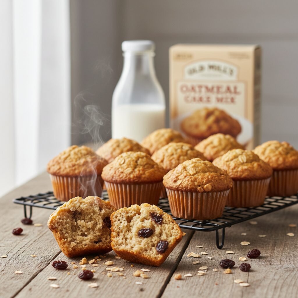The Best Quick & Easy Oatmeal Raisin Cake Mix Muffins