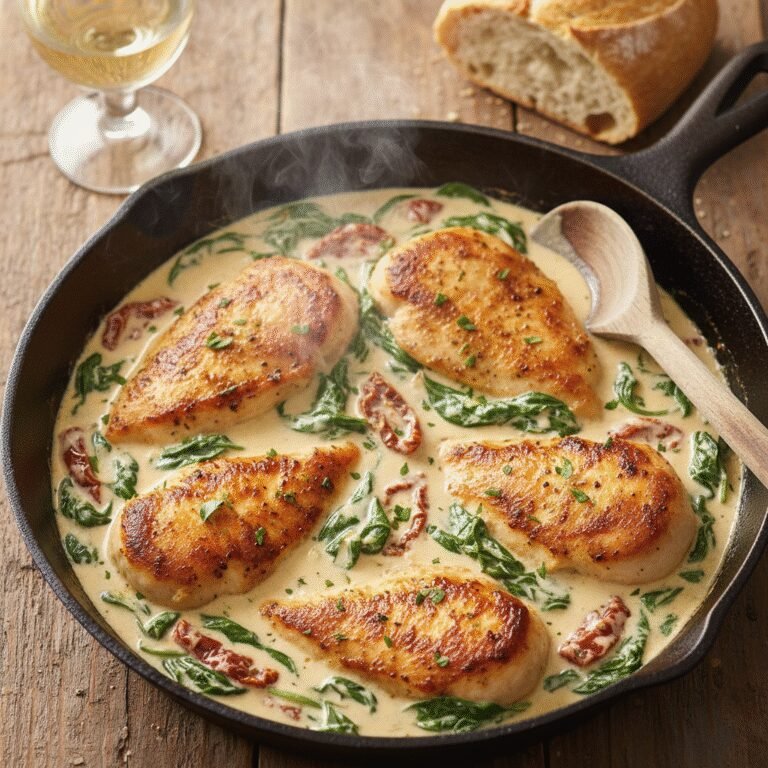 Creamy Tuscan Chicken with Spinach and Sun-Dried Tomatoes