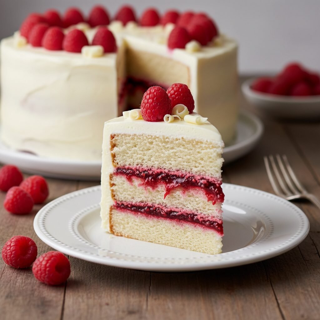 Heavenly White Chocolate Raspberry Cake