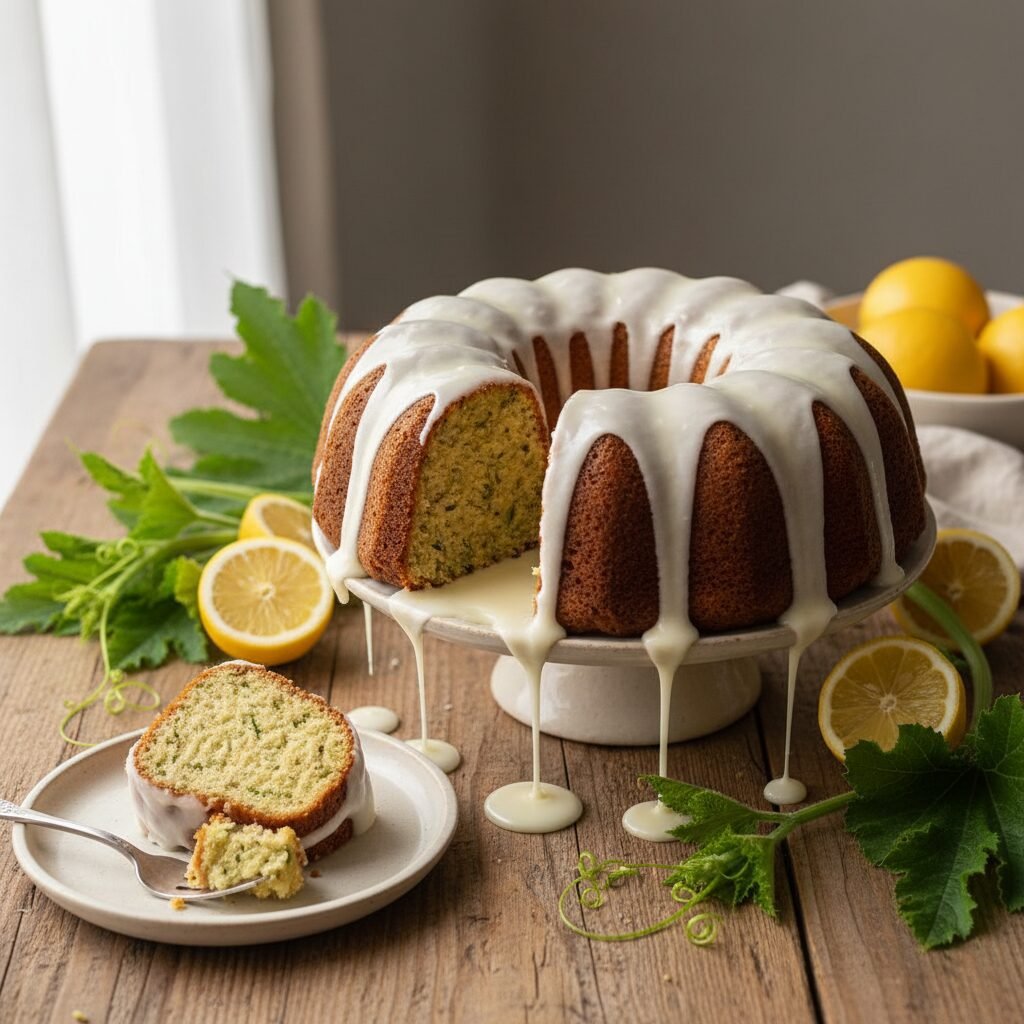 Moist Zucchini Bundt Cake With Lemon Glaze